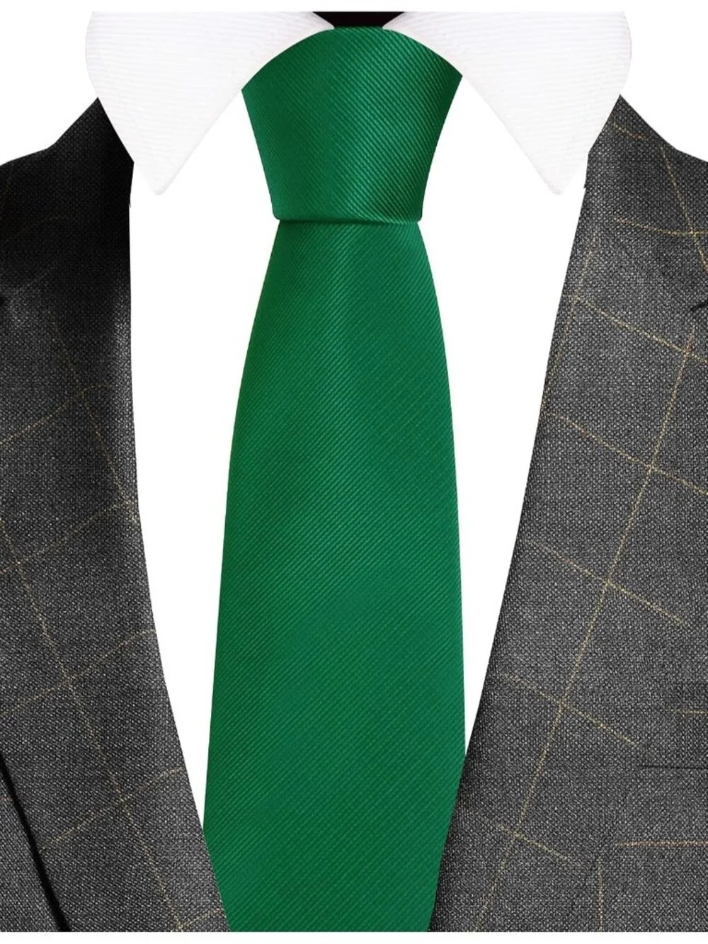 Men's Emerald Green Twill Textured Woven Silk Formal Necktie For Wedding Dress